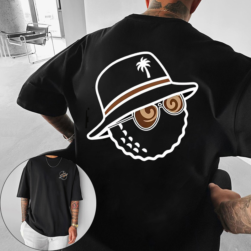 Streetwear Brand Shirts - 유니섹스 트렌디 그래픽 티셔츠, 버킷햇과 선글라스