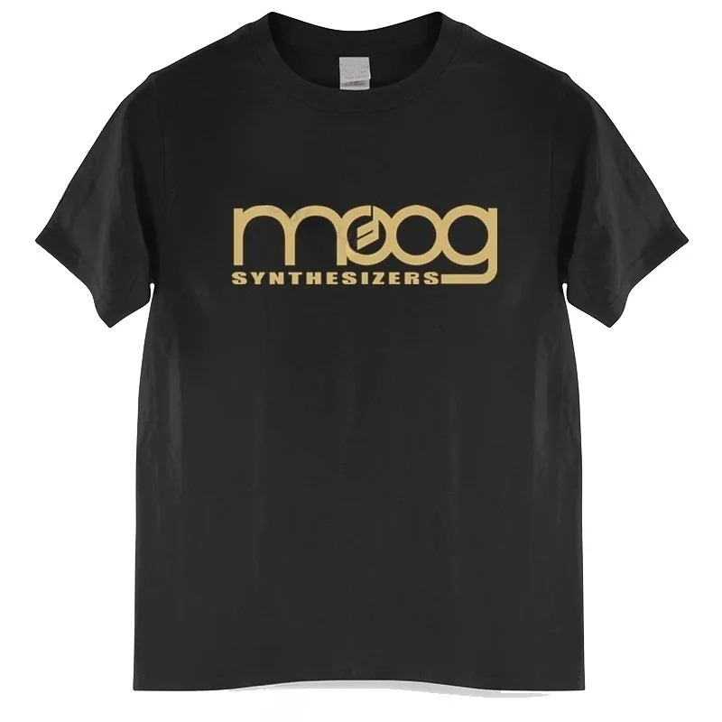 Streetwear Brand Top - Moog 신시사이저 블랙 프린트 티셔츠 남녀공용,