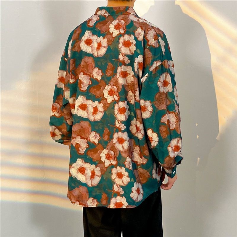 남성 긴 소매 꽃 셔츠, 브랜드 하와이 스타일, 넉넉한 - Streetwear Brand Flower 리뷰 및 가격