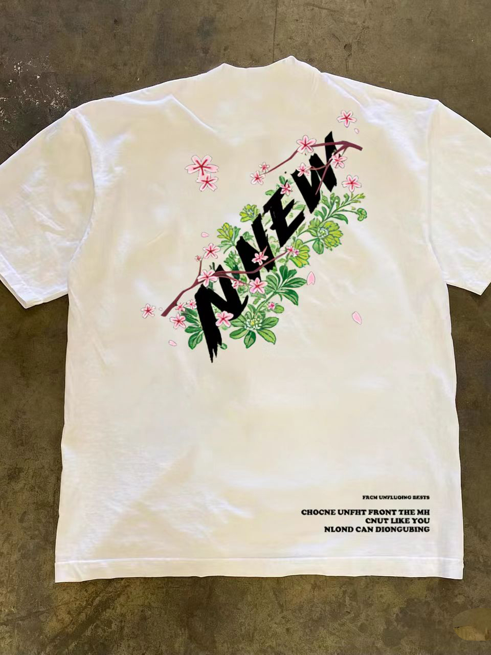 아메리칸 스타일 플로럴 프린트 퓨어 코튼 반팔 티셔츠  - Streetwear Brand Flower 리뷰 및 가격