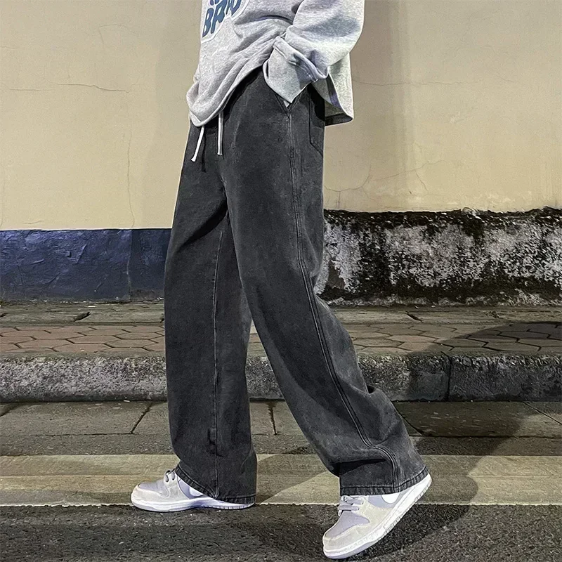 새로운 스트리트웨어 루즈 진 남성 한국 스타일 패션 루 - Streetwear Clothing Brands 리뷰 및 가격