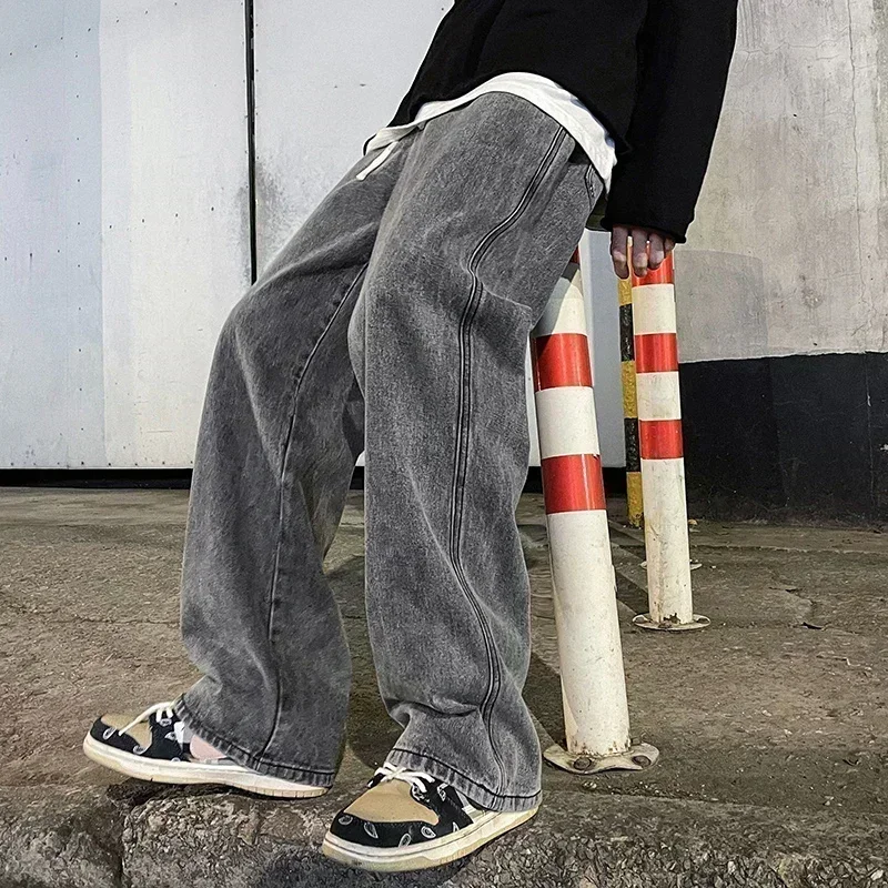 새로운 스트리트웨어 루즈 진 남성 한국 스타일 패션 루 - Streetwear Clothing Brands 리뷰 및 가격
