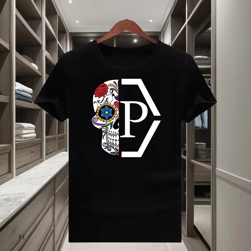 아트 클래식 트렌디 브랜드 하프 스컬 플라워 티셔츠 1 - Streetwear Brand Flower 리뷰 및 가격