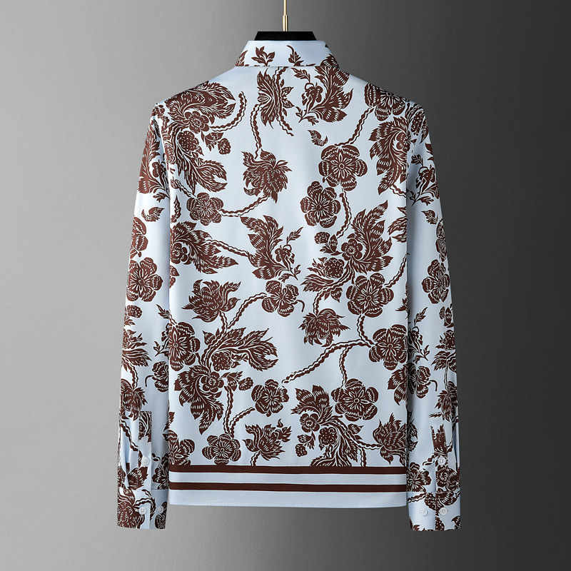 브랜드 플라워 프린트 남성 셔츠 레트로 스트라이프 긴팔 - Streetwear Brand Flower 리뷰 및 가격