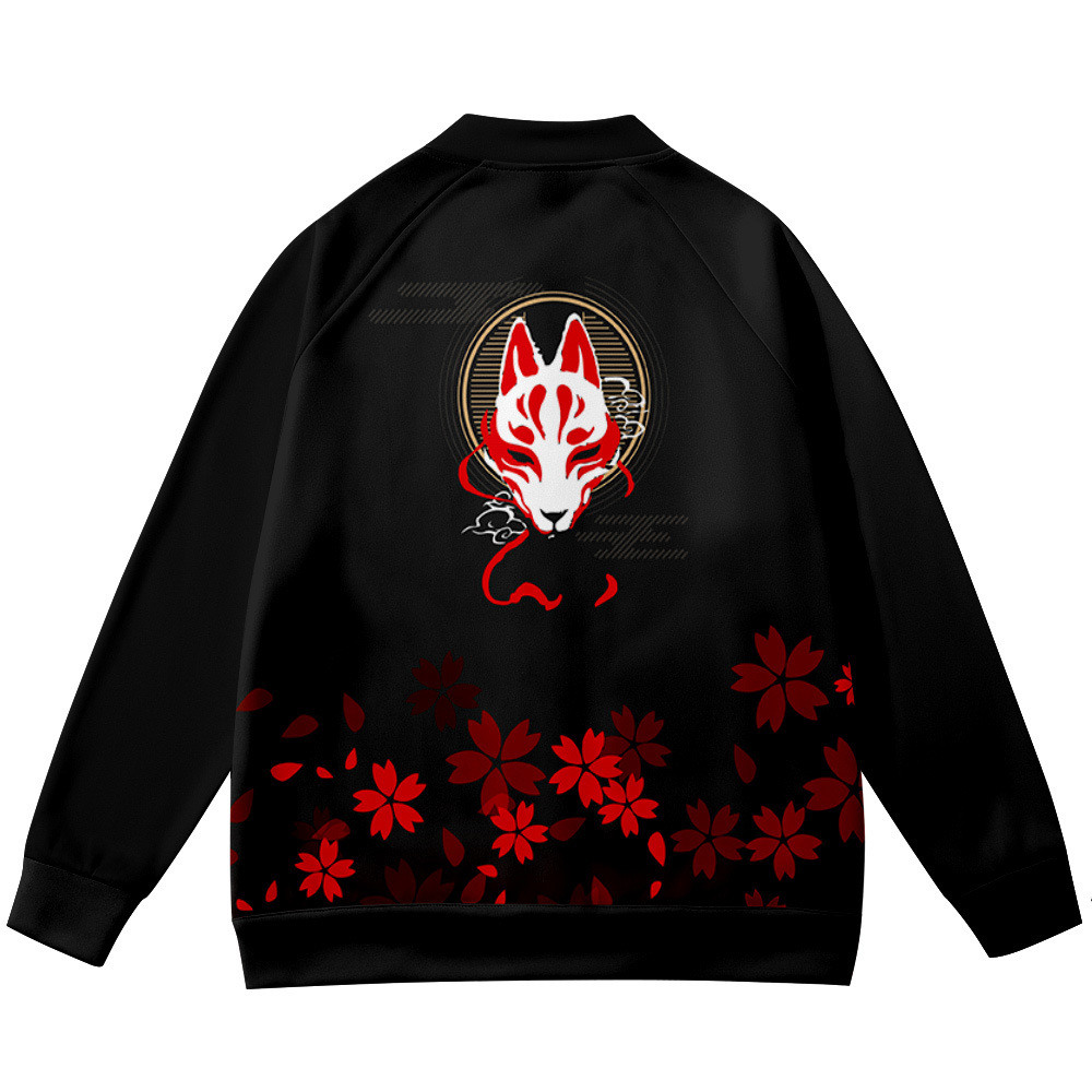 코트 애니메이션 꽃 여우 3D 프린트 스탠드 칼라 재킷 - Streetwear Brand Flower 리뷰 및 가격