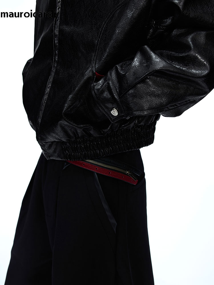 Mauroicardi 봄 가을 패치 워크 짧은 뱀 가죽 - Streetwear Brand China 리뷰 및 가격