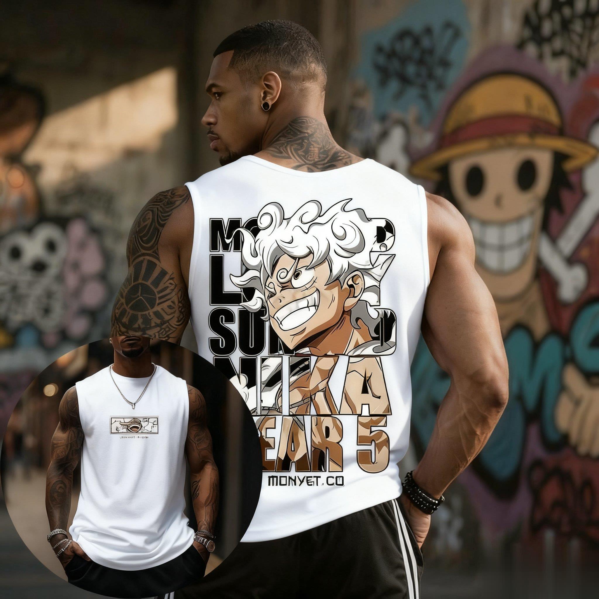 원피스 루피 기어 5 탱크탑 남성용 면 민소매 셔츠 애 - Streetwear Brand In Japan 리뷰 및 가격